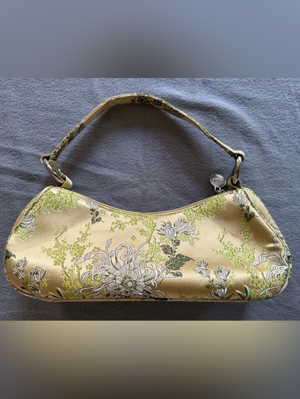 Vintage Y2K Yans NY Silk-Blend Floral Brocade Baguette Shoulder Bag Like New